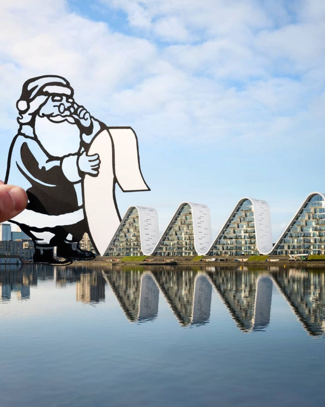 When paper cutouts meet real landmarks.