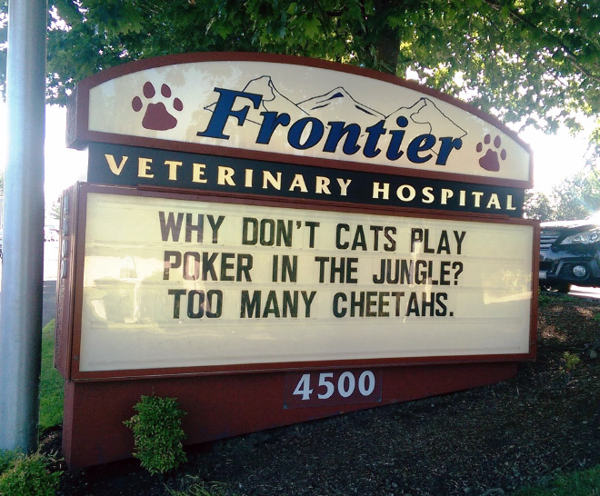 Brilliant vet sign.