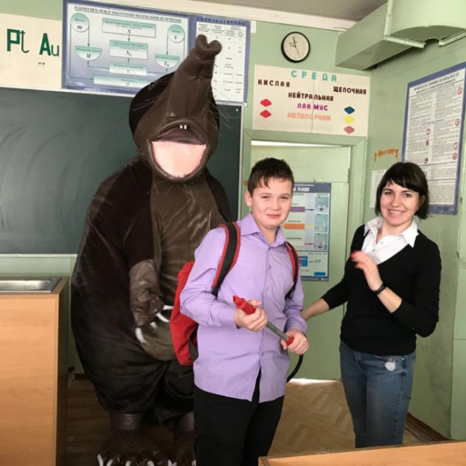 Creepy mascot from Russia.