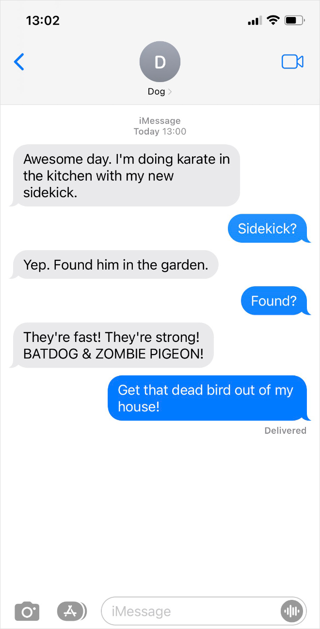 Texting with a dog.