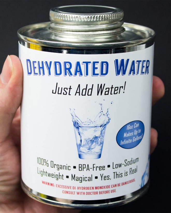 Dehydrated water in a can.