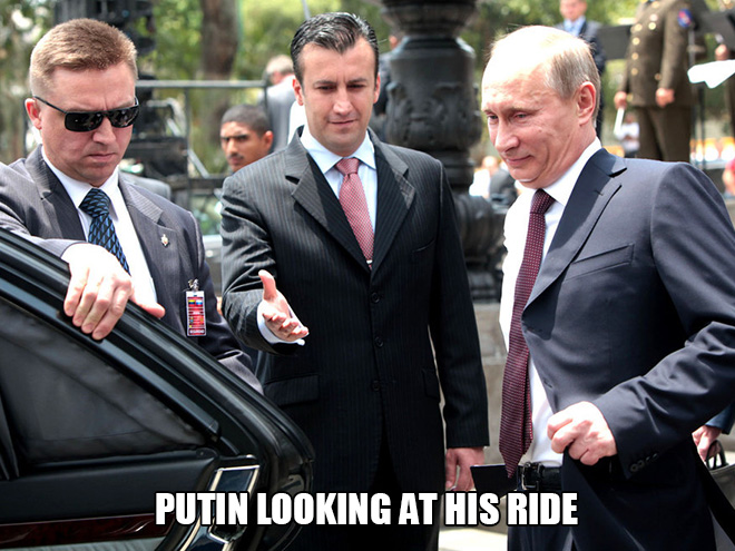 Putin looking at things.