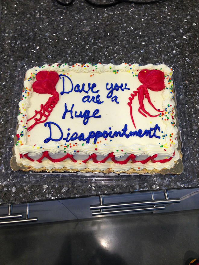 Funny farewell cake.