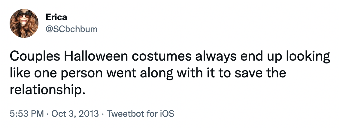 Funny Halloween tweet.