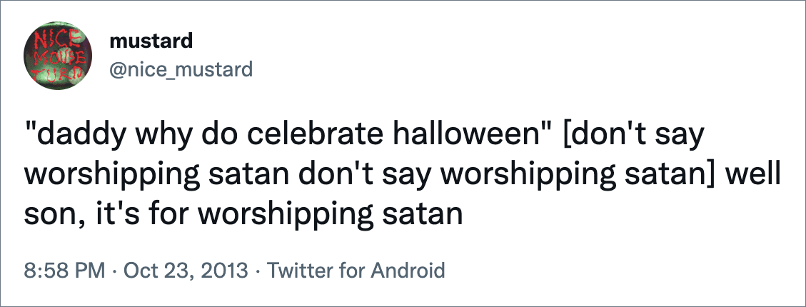 Funny Halloween tweet.