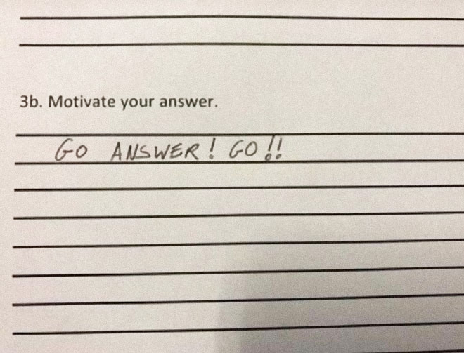 Funny failed test answer.