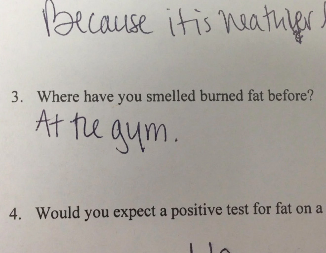 Funny failed test answer.