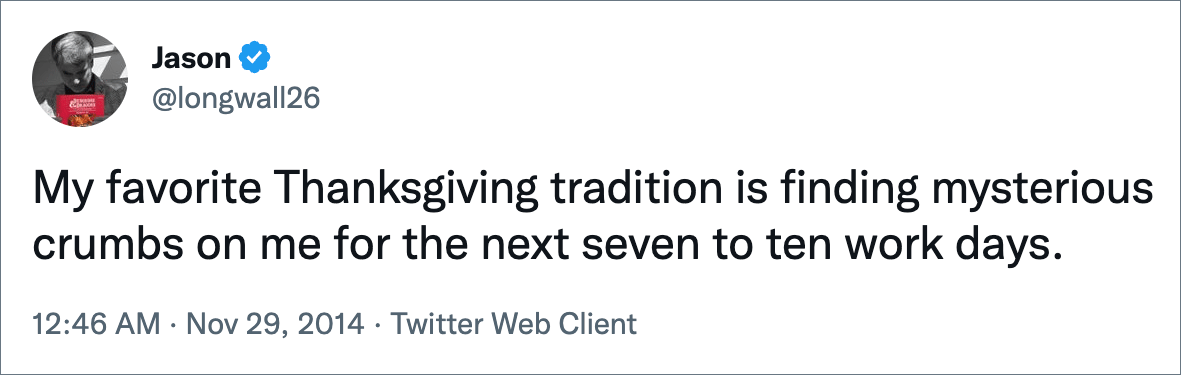 Funny Thanksgiving tweet.