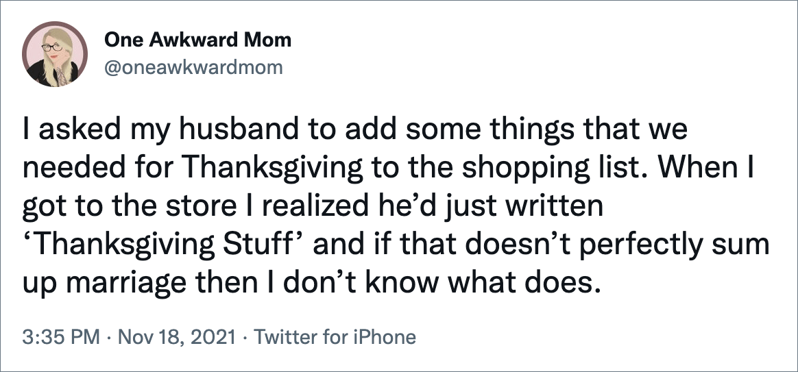 Funny Thanksgiving tweet.