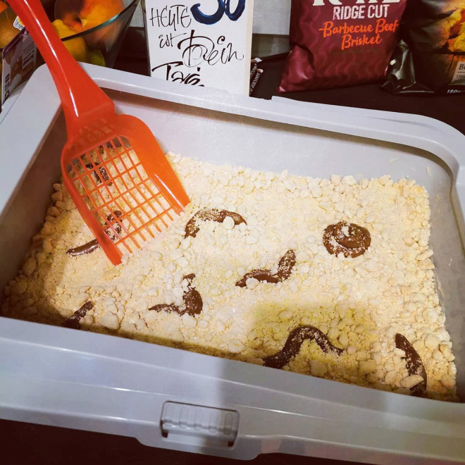 Kitty litter cake.