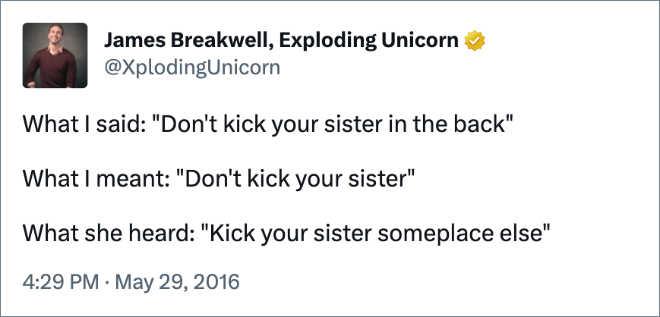 Sibling rivalry: funny parenting tweet.