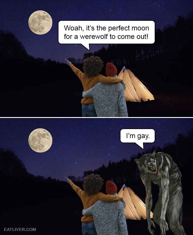 Can you imagine the poor werewolf's struggle during other phases of the moon? He just have to keep hiding in the closet. This werewolf meme helps to understand his unfortunate situation.