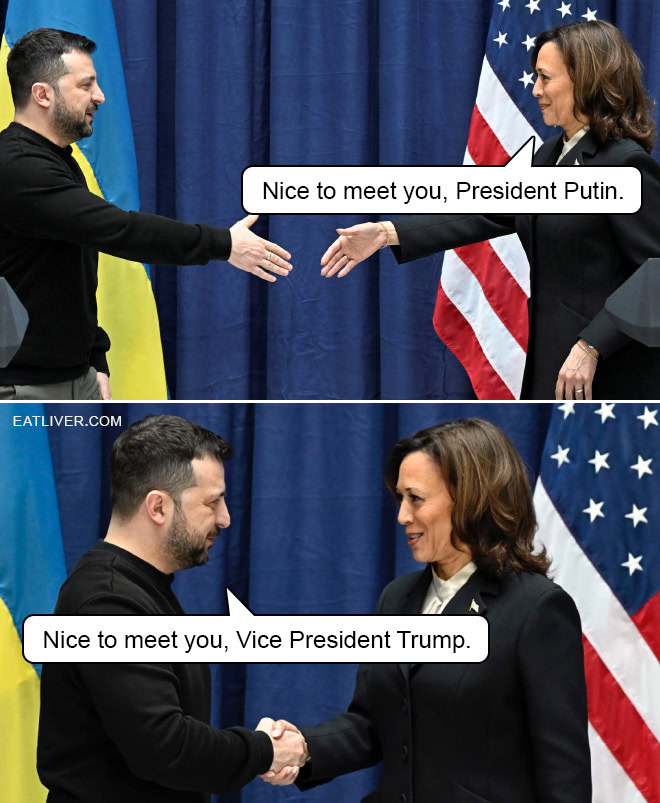Nice to meet you, President Putin. Nice to meet you, Vice President Trump.